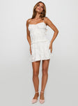 Karmic Shirred Mini Dress White