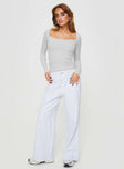 Long sleeve ribbed top with a scooped neckline Good stretch, lined body