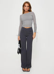 front view of model wearing Princess Polly Gerwig Pants Slate High Waisted Pants 