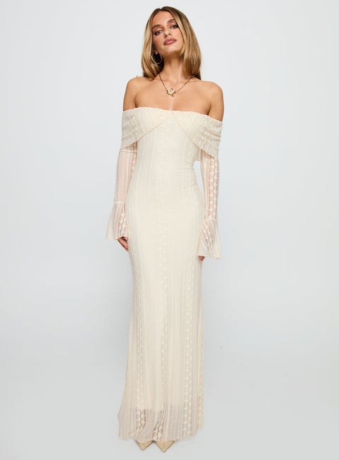 Perdita Long Sleeve Lace Maxi Dress Cream | Princess Polly Perdita Long Sleeve Lace Maxi Dress Cream | Princess Polly