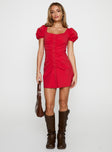 Back To Paris Ruched Mini Dress Red