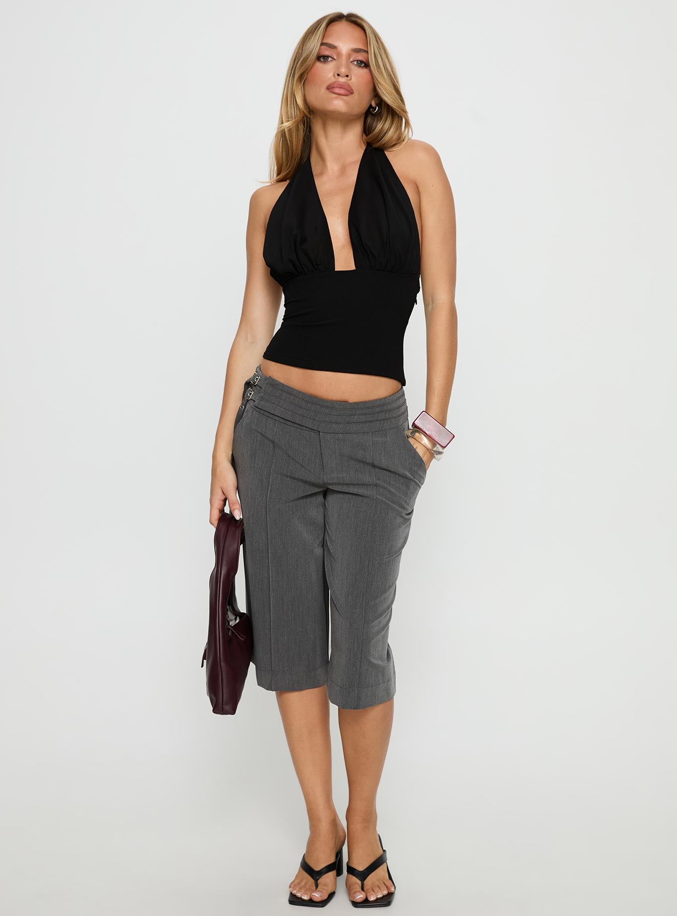 Rakelle 3/4 Tailored Shorts Dark Grey