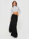 Long sleeve crop top High neck, ribbed knit-like material