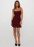 South Of France Mini Dress Burgundy