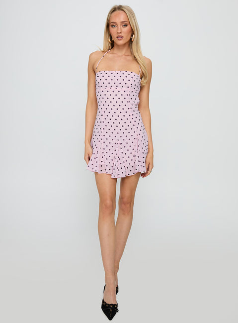 Delamere Mini Dress Pink / Black Polka