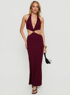 Idella Halter Cut Out Maxi Dress Plum