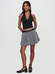   front view of model wearing Princess Polly Simulations Pleated Mini Skirt Grey Mini Skirts 