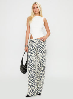 front view of model wearing Princess Polly Solarah Tie Side Top White Sleeveless High Neck 