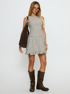 Isidra Drop Waist Playsuit Grey Check