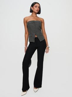 front view of model wearing Princess Polly Change It Up Strapless Top Grey Sleeveless straight 