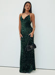 Charlette Sparkle Maxi Dress Dark Green