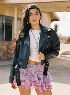 Face The Wind Faux Leather Jacket Grey