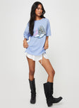 product Princess Polly Half Sleeves Crew Neck  Giddy Up Oversized Tee Blue