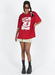 product Princess Polly Full Sleeves Crew Neck  Tickets Oversized Tee Red