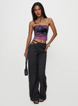 front view of model wearing Princess Polly Nights Like This Cut Out Buckle Detail Pants Charcoal 