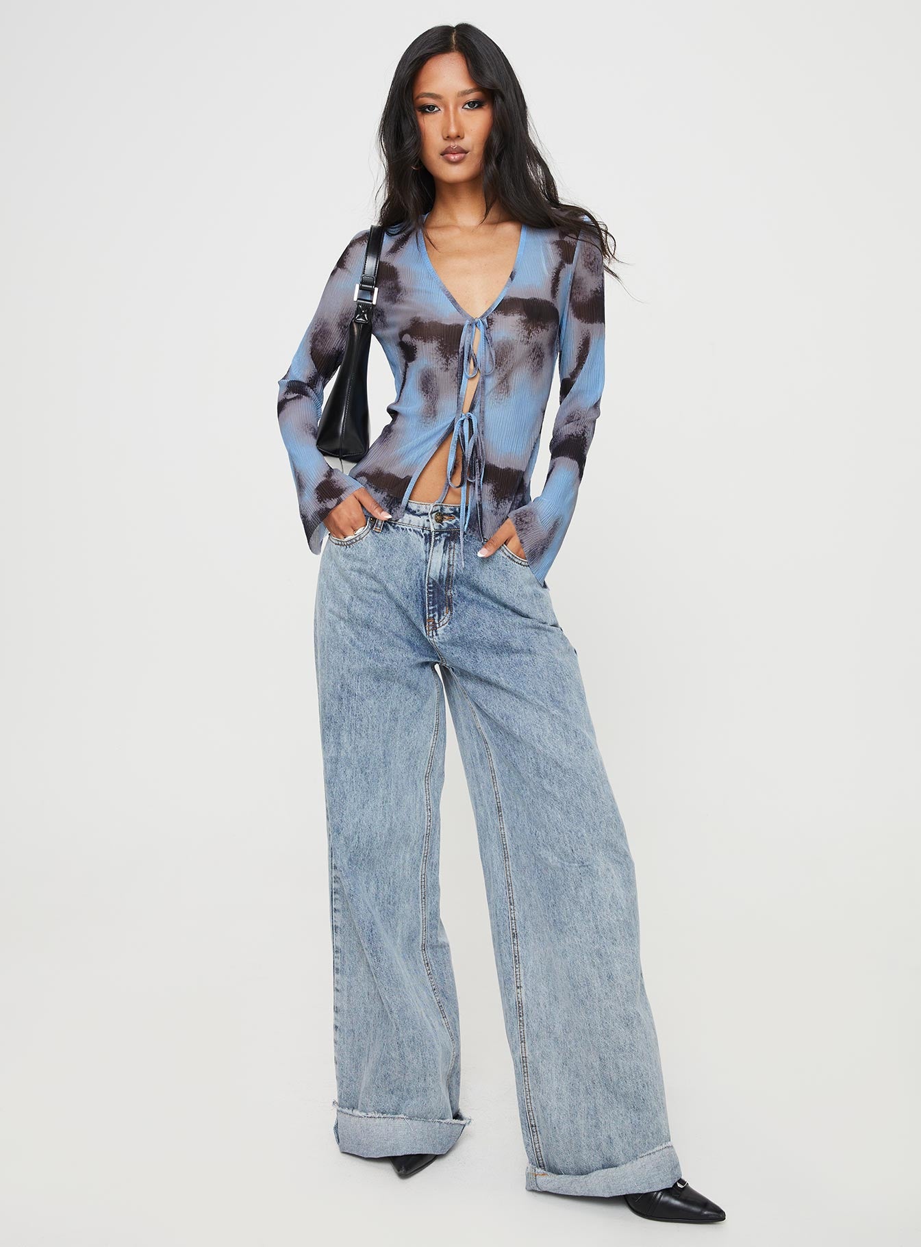 product Princess Polly Full Sleeves Scoop Neck  Mallawa Long Sleeve Top Blue