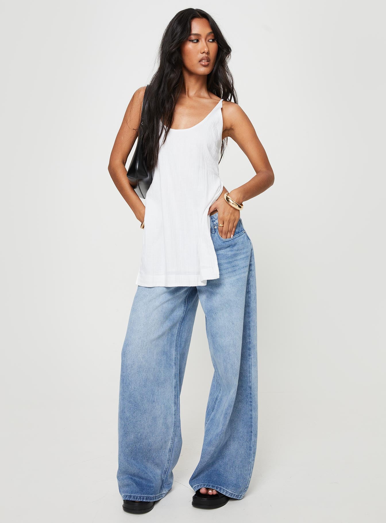 product Princess Polly Sleeveless Crew Neck  Zanzibar Top White