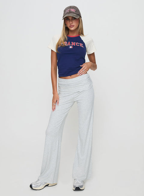 front view of model wearing Princess Polly Aire Ruched Pants Grey High Waisted Pants 