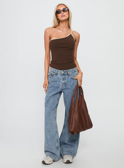 front view of model wearing Princess Polly Shima Low Rise Straight Leg Jeans Light Wash Low Rise Jeans 