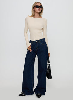 front view of model wearing Princess Polly Mayok Long Sleeve Bodysuit Beige Full Sleeves 