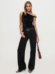 front view of model wearing Princess Polly Jankins Baggy Jeans Black High Waisted 