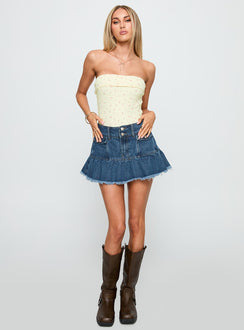 front view of model wearing Princess Polly Majorette Strapless Bodysuit Cream Sleeveless 