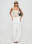 front view of model wearing Princess Polly Cool About It Jeans White High Waisted 