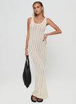 Knit maxi dress Fixed shoulder straps, scooped neckline Good stretch, unlined 