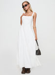 side view of model wearing Princess Polly You Can Maxi Dress White Square Neck 