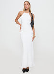 front view of model wearing Princess Polly Just Peachy Maxi Dress White Crew Neck 