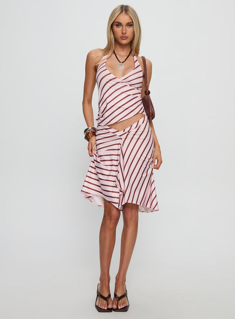 Fayez Top Diagonal Pink Stripe