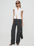 front view of model wearing Princess Polly Vacke Pants Grey Mid Rise 