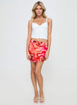   front view of model wearing Princess Polly Tylar Mini Skirt Red Floral Mini Skirts 