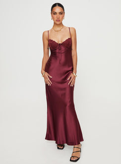 product Princess Polly Crew Neck  Fadyen Bias Cut Maxi Dress Burgundy