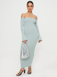 Front view of model wearing  front Princess Polly Square Neck  Parisa Off The Shoulder Maxi Dress Grey Marle