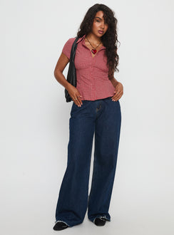 Cottesloe Blouse Top Red Check