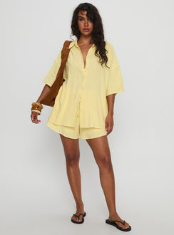 Peni Linen Button Down Top Yellow