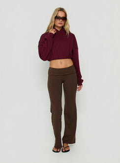 Mayse Bubble Hem Cropped Hoodie Cherry