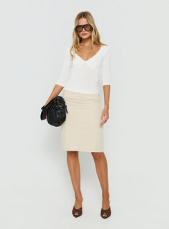 Back To Friends V Neck 3/4 Sleeve Top White