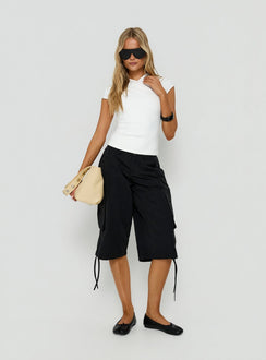 Hudsen Longline Nylon Cargo-Shorts Schwarz