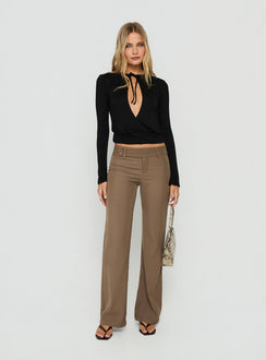 Jordanna Belted Straight Trousers Brown
