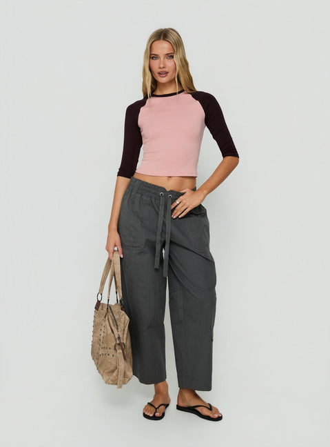 Kikkie 3/4-Arm Raglan Rosa / Pflaume