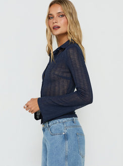 When You Sleep Long Sleeve Top Navy