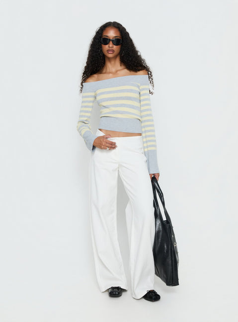 front view of model wearing Princess Polly Hereos Mid Rise Baggy Leg Jeans White Mid Rise Jeans 