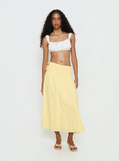 Vence Ruched Maxi Skirt Lemon Yellow