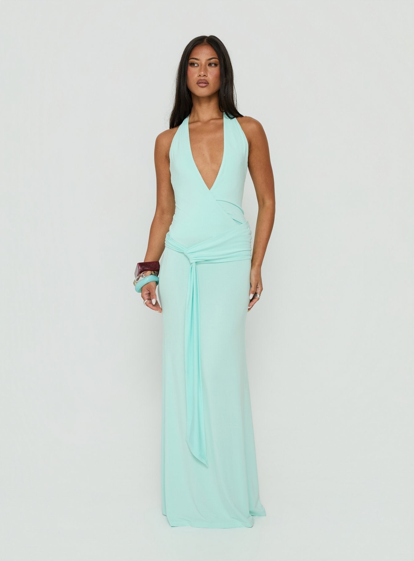 So Major Draped A-Line Maxi Dress Blue