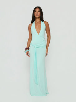 So Major Draped A-Line Maxi Dress Blue