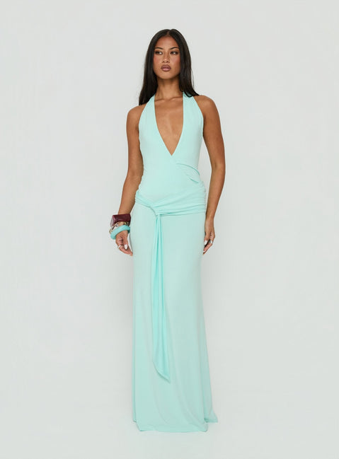 So Major Draped A-Line Maxi Dress Blue