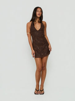 Codami Sequin Mini Dress Dark Brown