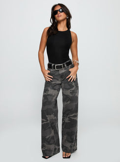 front view of model wearing Princess Polly Majesty Tie Back Bodysuit Black Sleeveless 